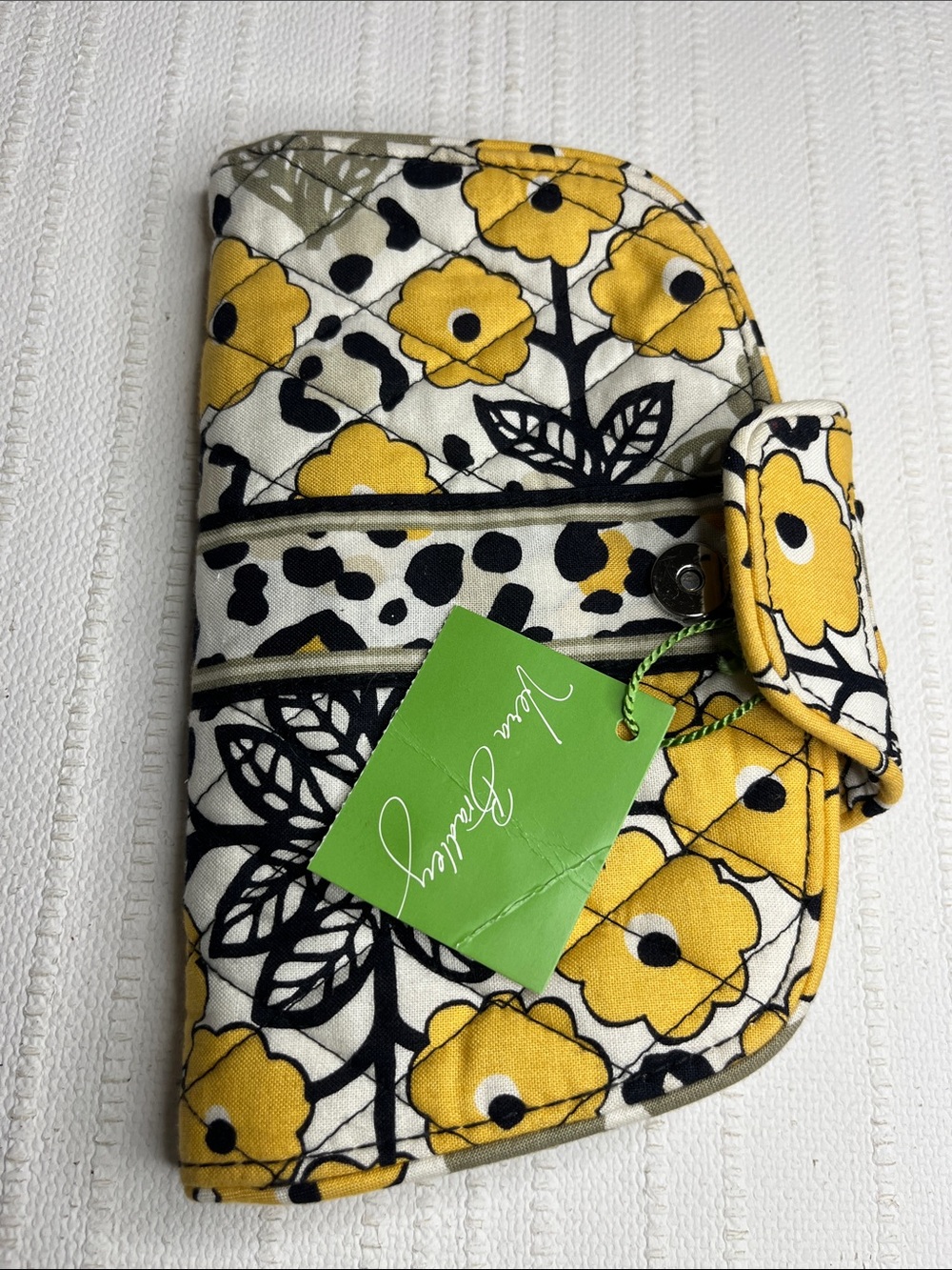 Vera Bradley Go Wild Kiss 'n Snap Wallet - Yellow, Black & White Leopard retired